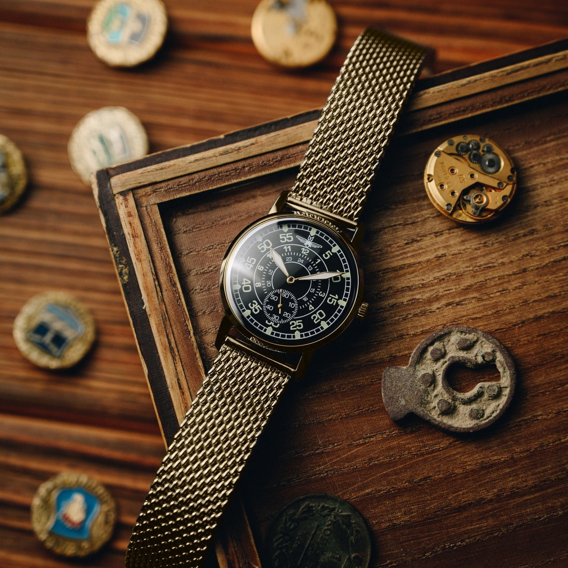 Vintage Herrenarmbanduhr Aviation – ZiM Military 1990er Jahre